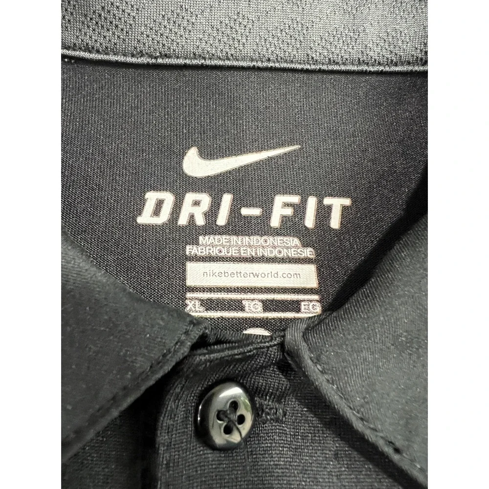 Nike‎ Panthers Polo Mens XL Black Dri-Fit Short Sleeve Golf Shirt Athletic A75
